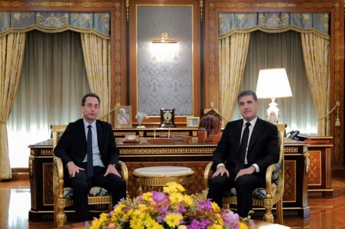 President Nechirvan Barzani receives outgoing French Ambassador