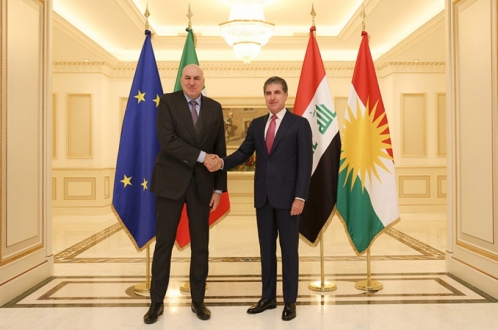 President Nechirvan Barzani meets Italian Defense Minister Guido Crosetto