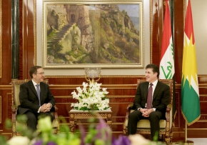 President Nechirvan Barzani meets with the Ambassador of the United Kingdom