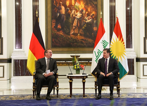 President Nechirvan Barzani meets with German Defense Minister Boris Pistorius