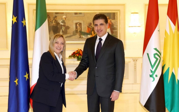 Prime Minister Giorgia Meloni extends formal invitation to President Nechirvan Barzani to visit Rome