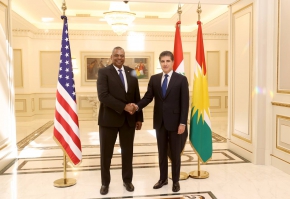 President Nechirvan Barzani meets with US Secretary of Defense General Lloyd Austin