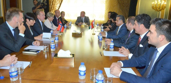 Minister Falah Mustafa receives Norwegian Ministers of Foreign Affairs and Defense