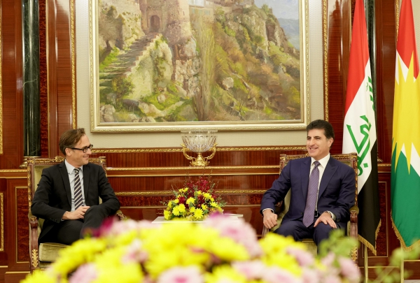 President Nechirvan Barzani receives a delegation of the Foreign Affairs Ministry of Germany