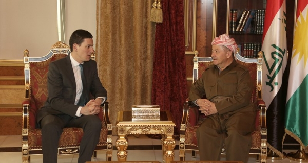 President Barzani Discusses Situation of IDPs with IRC President Miliband